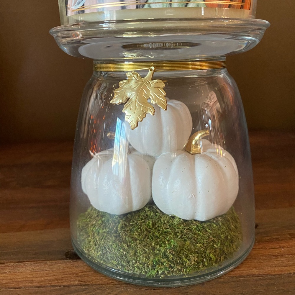 Gorgeous White Pumpkin Pedestal Candle Holder